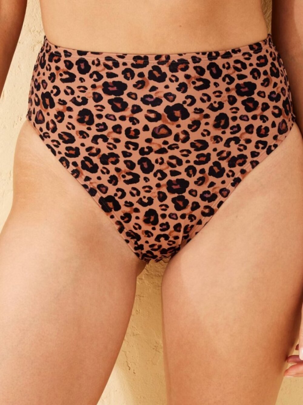 Shade Shore S Womens Bikini Bottom High Waist High Leg Cheeky Leopard Print Brow
